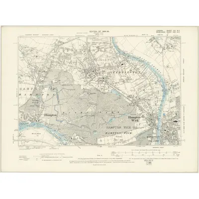 1893 Map of London XIII.NE, 1894 Print