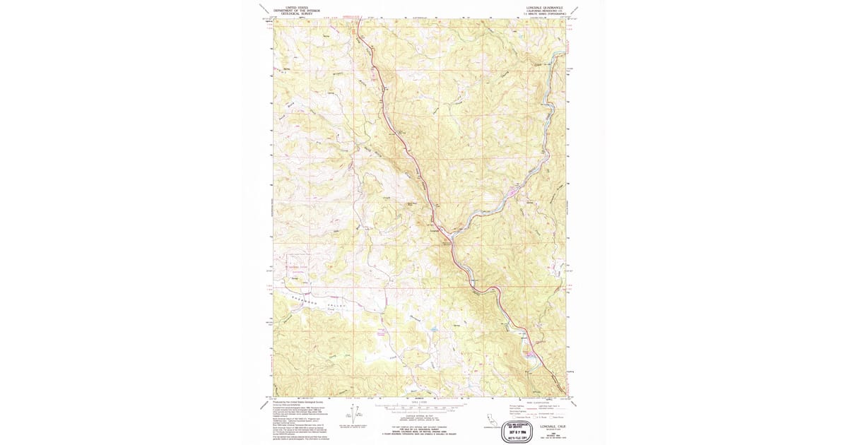 1966 Map of Longvale, Mendocino County, CA — High-Res, 1994 Print ...