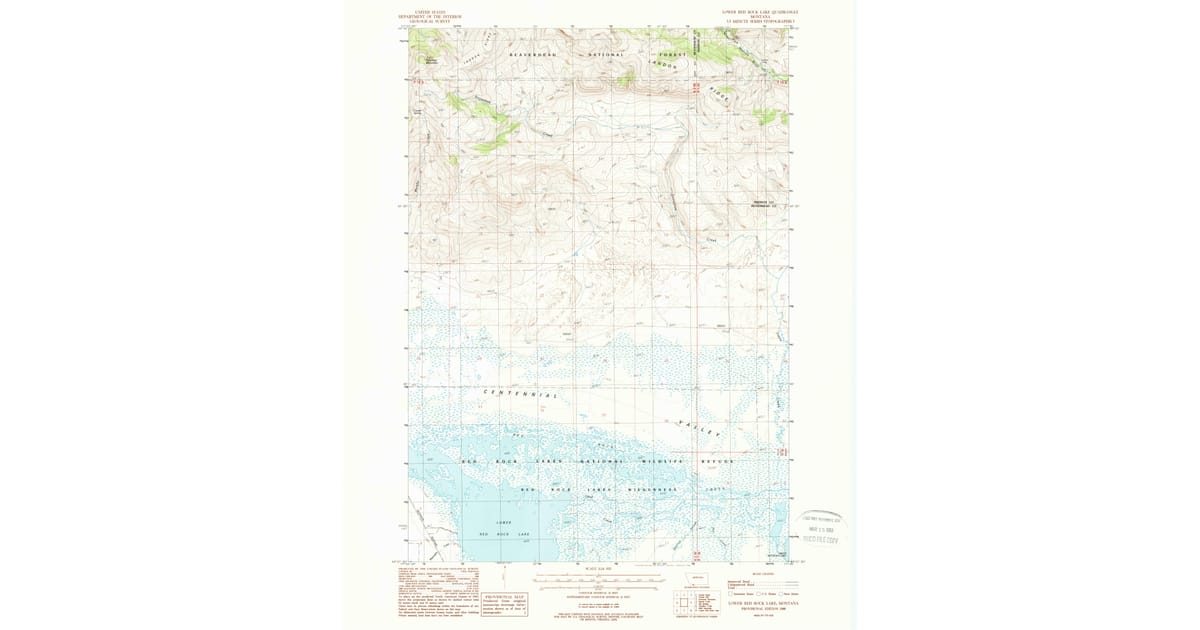 Beaverhead Spring 1988 Map of Lower Red Rock Lake, Beaverhead County, MT — High-Res ...