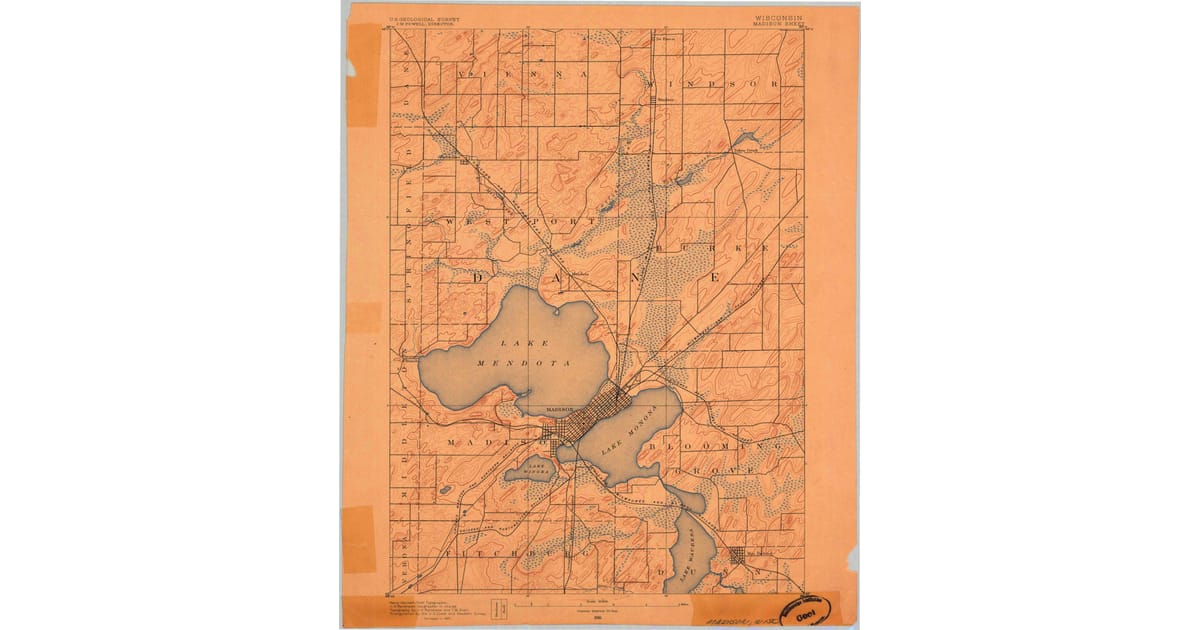 Old Maps of Dane WI for Hiking - Madison Dane County Wi Usgs Topo 1890 Og 1200x630 