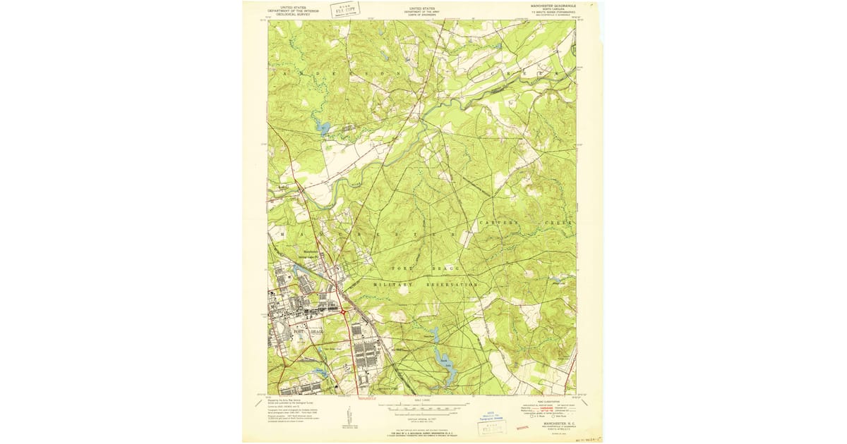 1950 Map of Manchester Cumberland County NC High Res Pastmaps