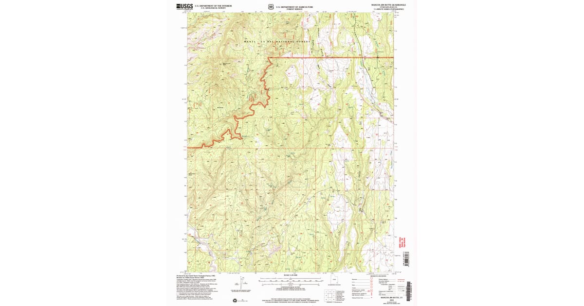2001 Map 2001 Map of Mancos Jim Butte, San Juan County, UT — High-Res | Pastmaps