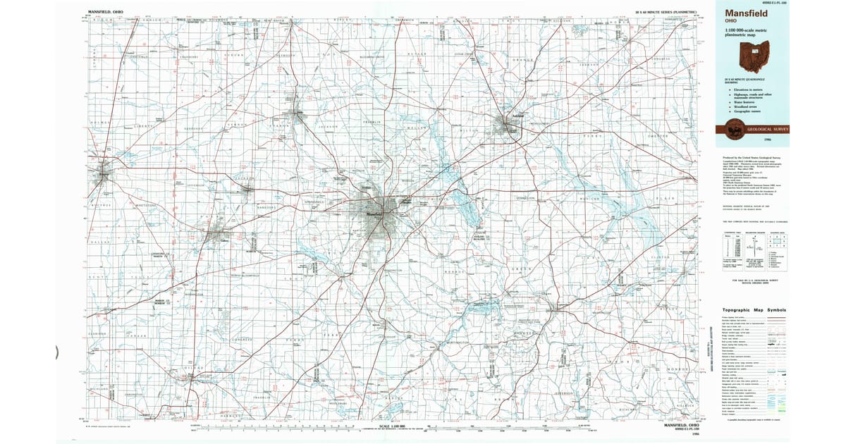 1980s Maps of Dallas Township - Mansfield Richland County Oh Usgs Topo 1986 Og 1200x630