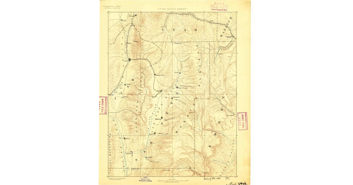 1880s Maps of Centerfield UT - Manti Sanpete County Ut Usgs Topo 1885 Og 1200x630 