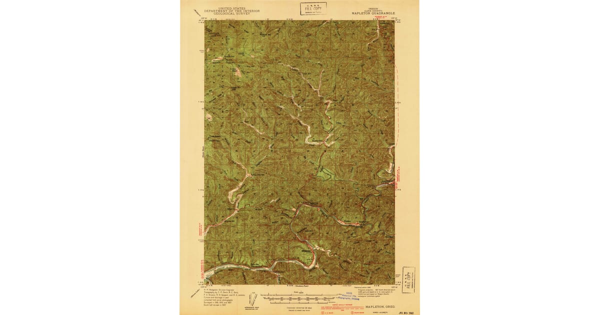 1940 Map of Mapleton, OR — High-Res | Pastmaps