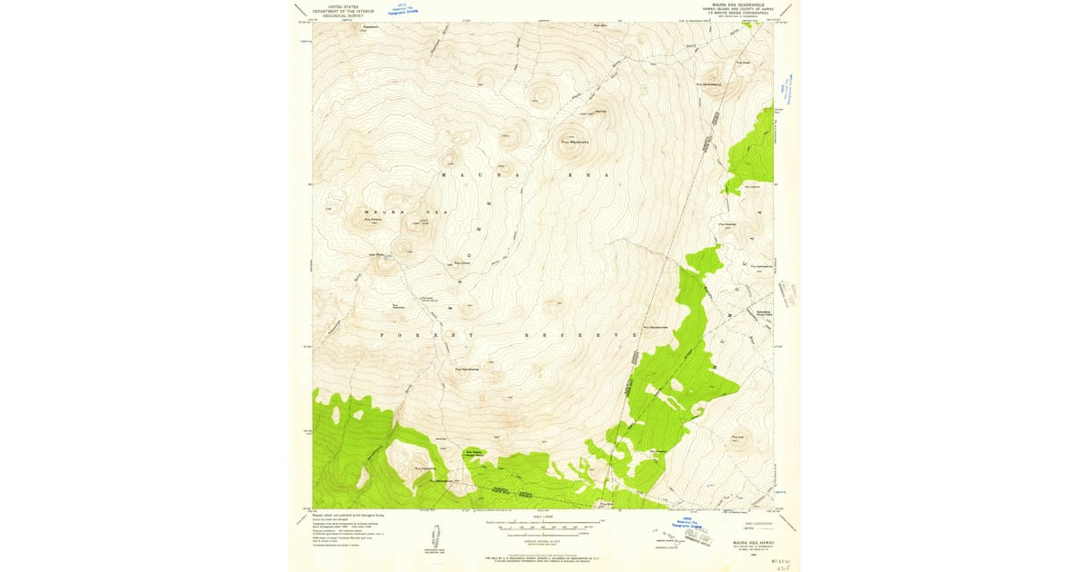 1956 Map of Mauna Kea, Hawaii County, HI — High-Res | Pastmaps