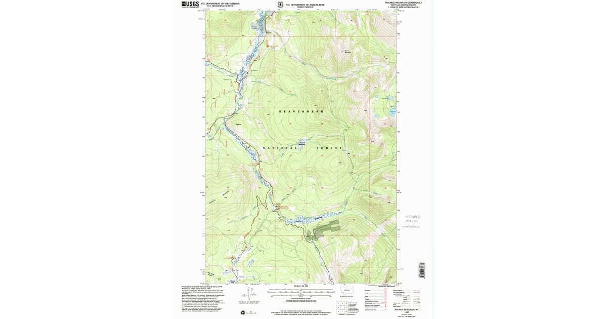 Beaverhead Spring 1997 Map of Maurice Mountain, Beaverhead County, MT — High-Res | Pastmaps