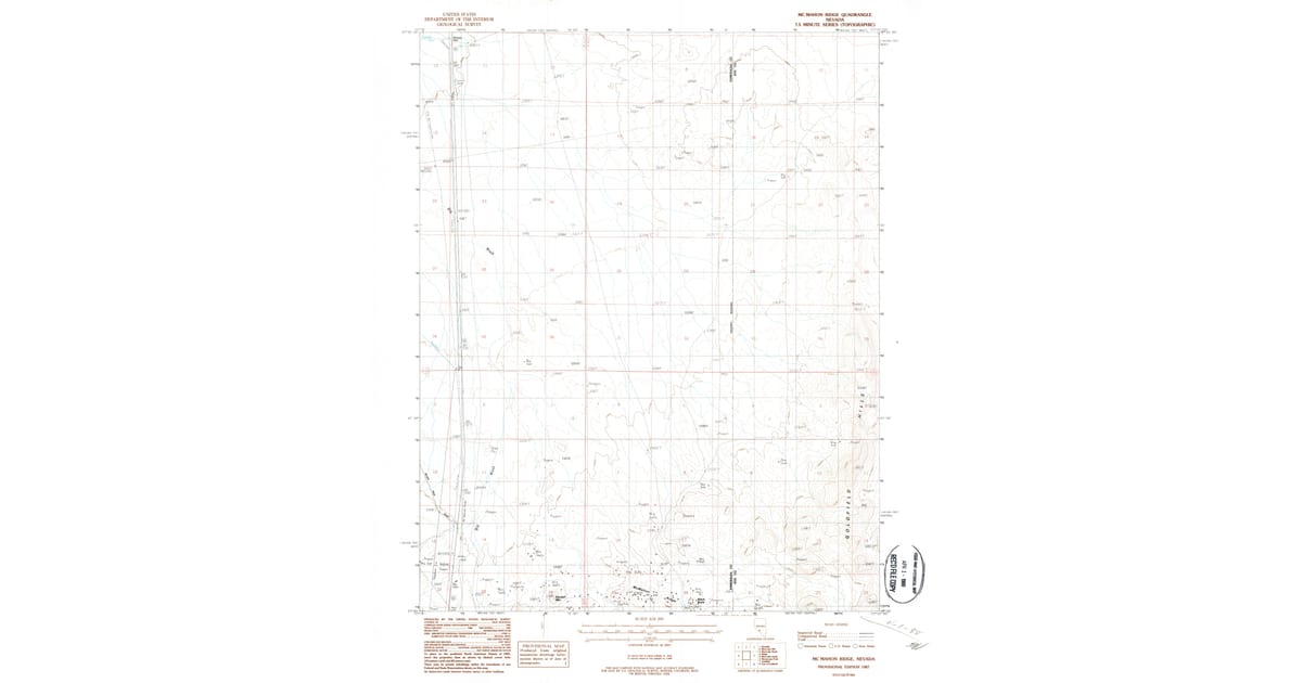 1987 Map of McMahon Ridge, Esmeralda County, NV — High-Res | Pastmaps