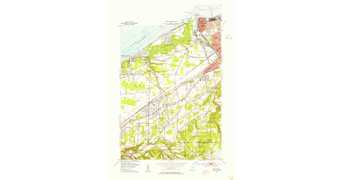 1953 Map of Mentor, OH — High-Res, 1955 Print #2 | Pastmaps