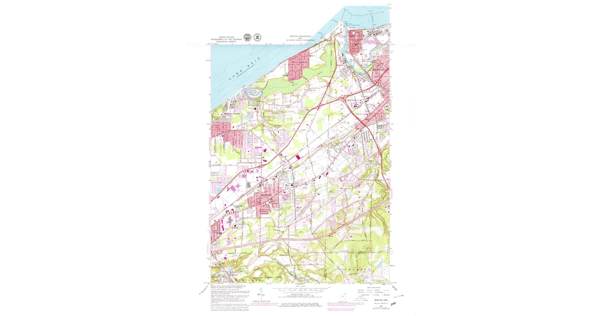 1963 Map of Mentor, OH — High-Res, 1979 Print | Pastmaps