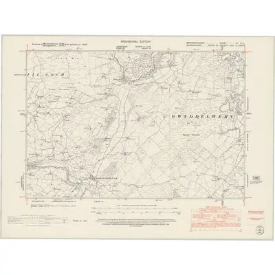 1949 Map of Merionethshire VII.NE, 1953 Print