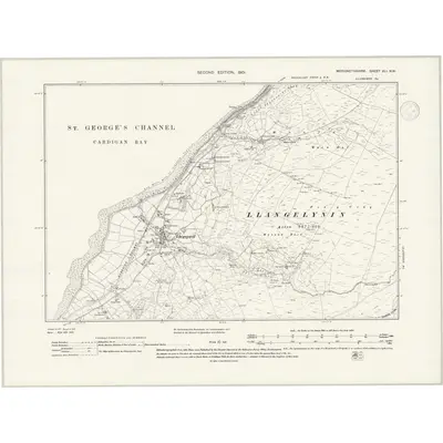 1900 Map of Merionethshire XLI.NW, 1938 Print
