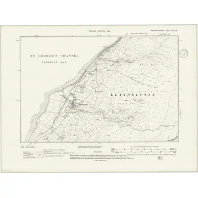 1900 Map of Merionethshire XLI.NW, 1939 Print
