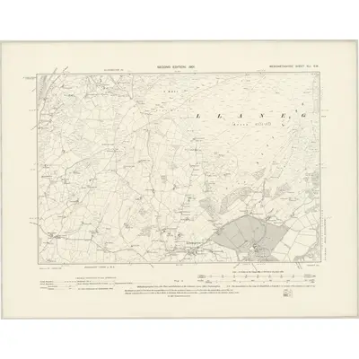 1900 Map of Merionethshire XLI.SW, 1901 Print