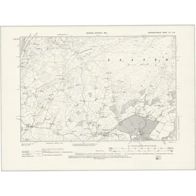 1900 Map of Merionethshire XLI.SW, 1932 Print