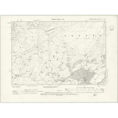 1900 Map of Merionethshire XLI.SW, 1939 Print