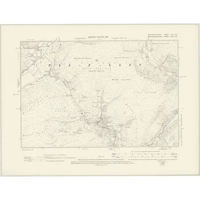 1900 Map of Merionethshire XLII.NE, 1901 Print