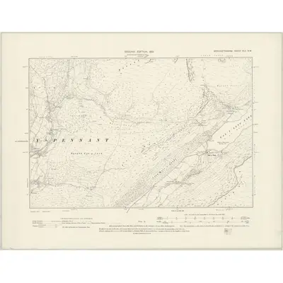1900 Map of Merionethshire XLII.NW, 1901 Print