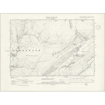 1900 Map of Merionethshire XLII.NW, 1938 Print