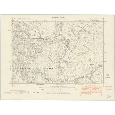 1949 Map of Merionethshire XLIII.NE, 1954 Print