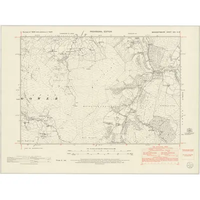 1949 Map of Merionethshire XXII.SE, 1953 Print
