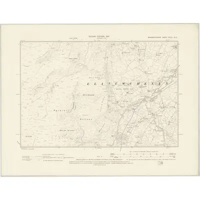 1900 Map of Merionethshire XXVIII.NE, 1901 Print