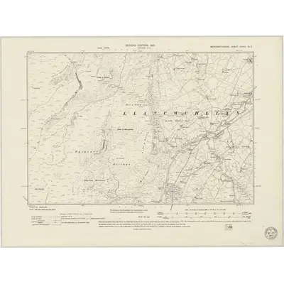 1900 Map of Merionethshire XXVIII.NE, 1949 Print