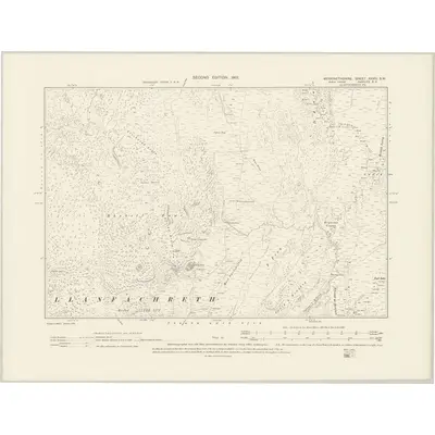 1900 Map of Merionethshire XXVIII.SW, 1901 Print