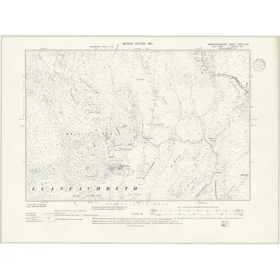 1900 Map of Merionethshire XXVIII.SW, 1939 Print