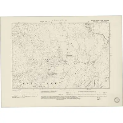 1900 Map of Merionethshire XXVIII.SW, 1949 Print