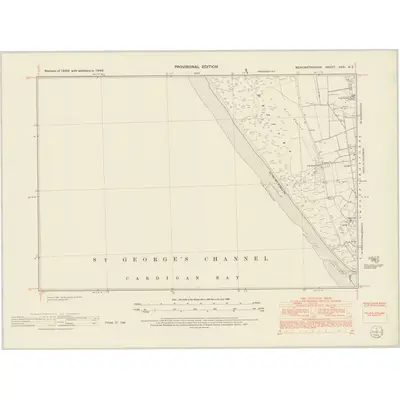 1949 Map of Merionethshire XXXI.NE, 1953 Print