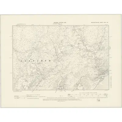 1900 Map of Merionethshire XXXII.SE, 1901 Print