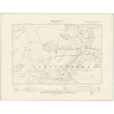 1900 Map of Merionethshire XXXV.SW, 1901 Print