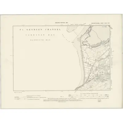 1900 Map of Merionethshire XXXVI.SW, 1901 Print