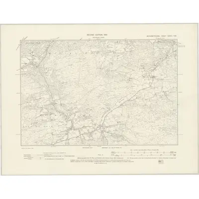 1900 Map of Merionethshire XXXVII.NW, 1901 Print