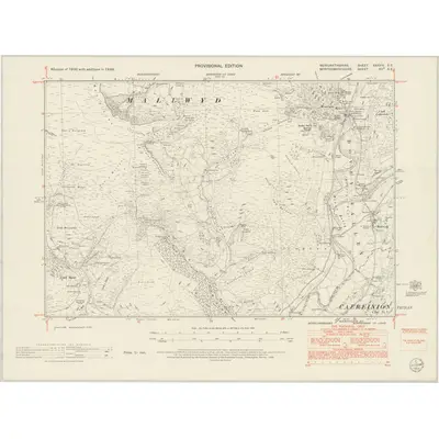 1949 Map of Merionethshire XXXVIII.SE, 1954 Print