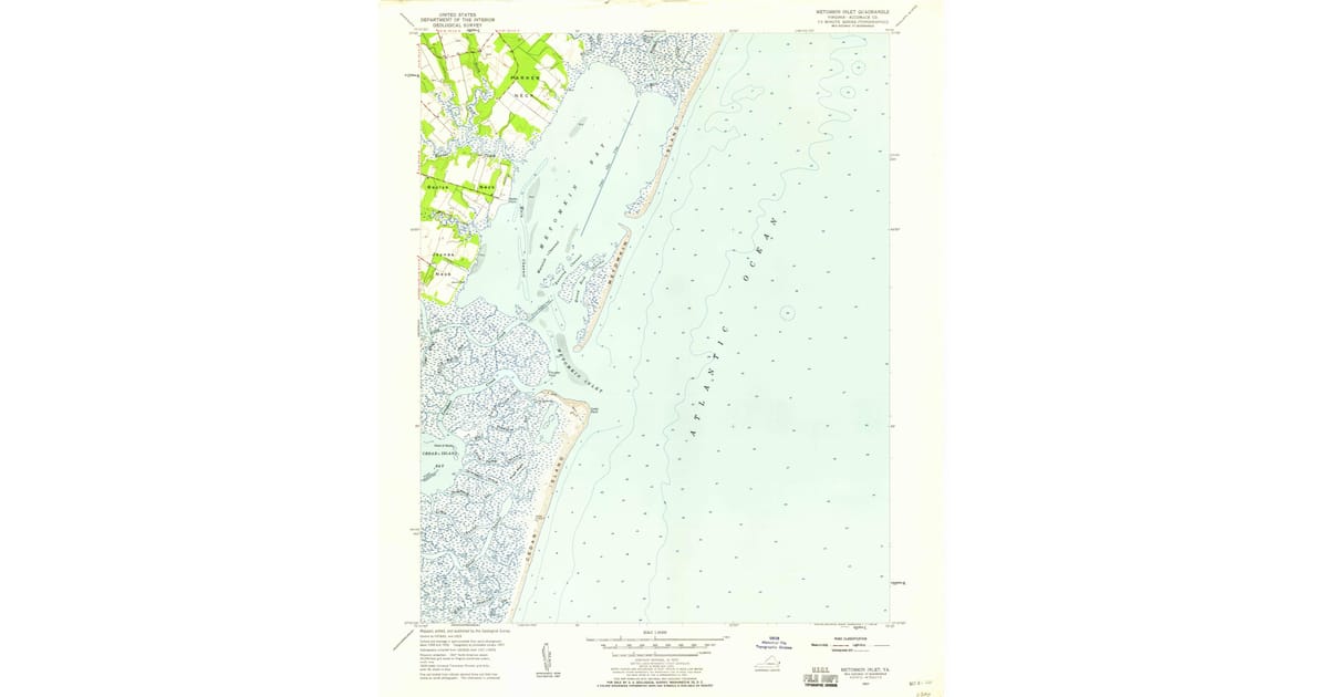 1957 Map of Metomkin Inlet, Accomack County, VA — High-Res | Pastmaps