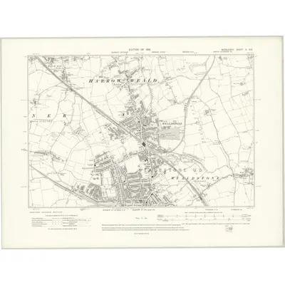 1912 Map of Middlesex X.NE, 1916 Print