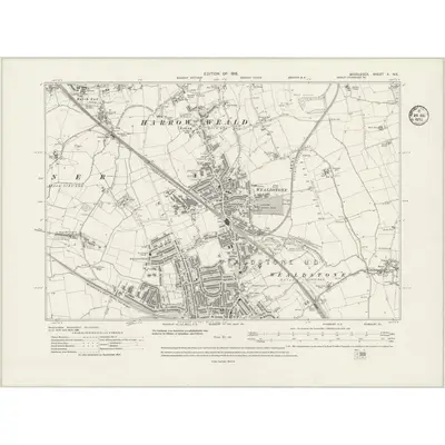 1912 Map of Middlesex X.NE, 1916 Print