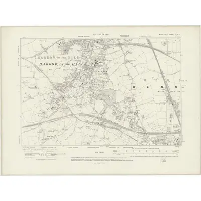 1912 Map of Middlesex X.SE, 1920 Print