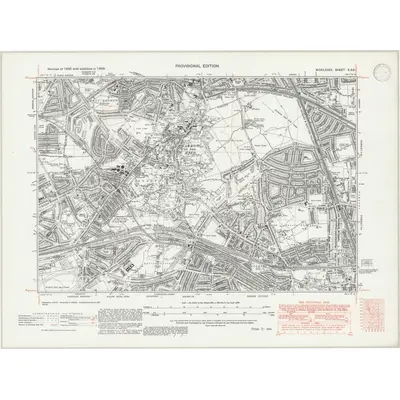 1938 Map of Middlesex X.SE, 1947 Print