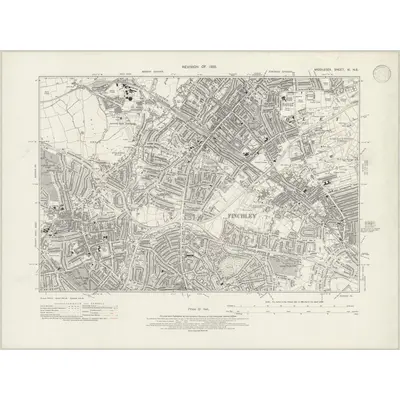 1935 Map of Middlesex XI.NE, 1947 Print