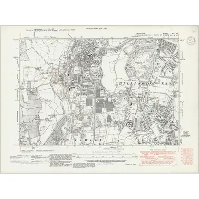 1938 Map of Middlesex XIV.NE, 1947 Print