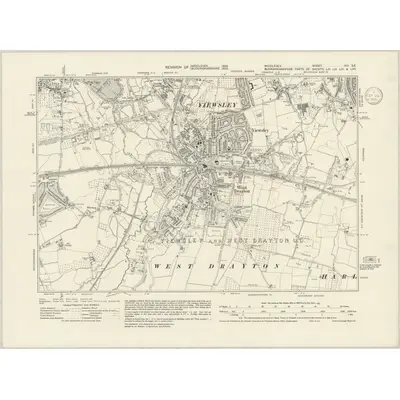 1934 Map of Middlesex XIV.SE, 1939 Print