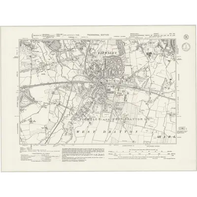 1938 Map of Middlesex XIV.SE, 1943 Print