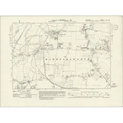 1934 Map of Middlesex XIX.NE, 1939 Print