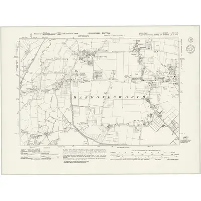 1938 Map of Middlesex XIX.NE, 1943 Print