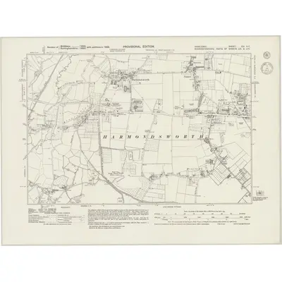 1938 Map of Middlesex XIX.NE, 1943 Print