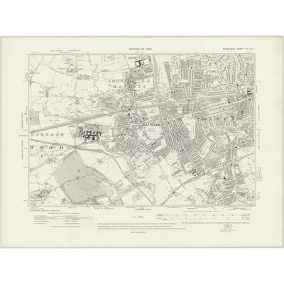1913 Map of Middlesex XV.SE, 1920 Print