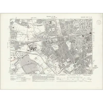1934 Map of Middlesex XV.SE, 1940 Print